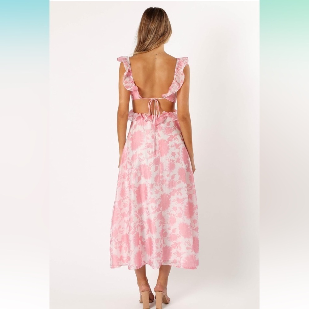 Women's Rori Ruffle Maxi Dress Chic Pink Floral Midi Dress - Picture 4 of 5